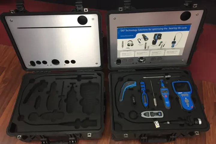 Matching Pelican cases with custom foam inserts for an SKF sales demo kit